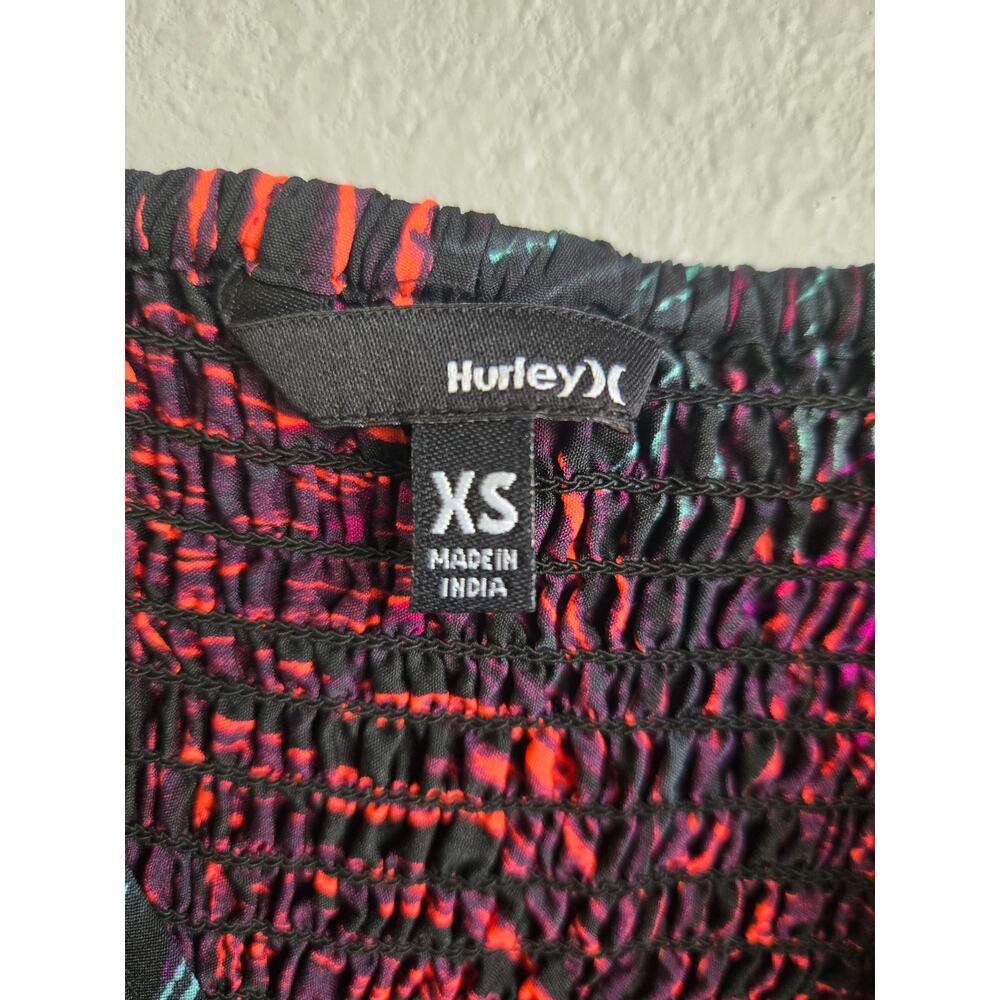 Hurley Tropical Palm Leaf Print Smocked Mini Sundress Casual Skater Size XS - Picture 5 of 8